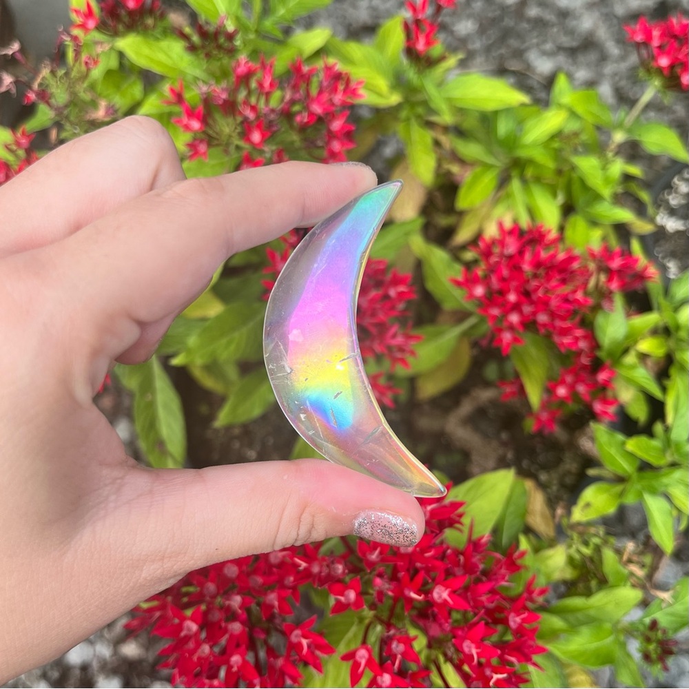 Aura Quartz Crescent Moon Crystal